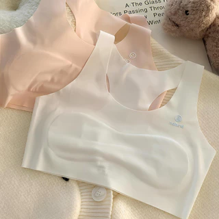 เสื้อซับในเด็กไร้ตะเข็บ แบบสวม เว้าหลัง สำหรับเด็กนักเรียน เด็กวัยรุ่น เสื้อชั้นในเด็กผู้หญิง ฟองน้ำเย็บติดแบบบาง