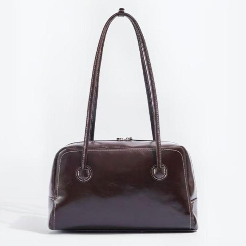 Amila กระเป๋าสะพายไหล่ผู้หญิงRetro Bowlingเวอร์ชั่นเกาหลีอเนกประสงค์Ins niche simple pu Bostonกระเป๋าสะพายแบบพกพาความจุขนาดใหญ่