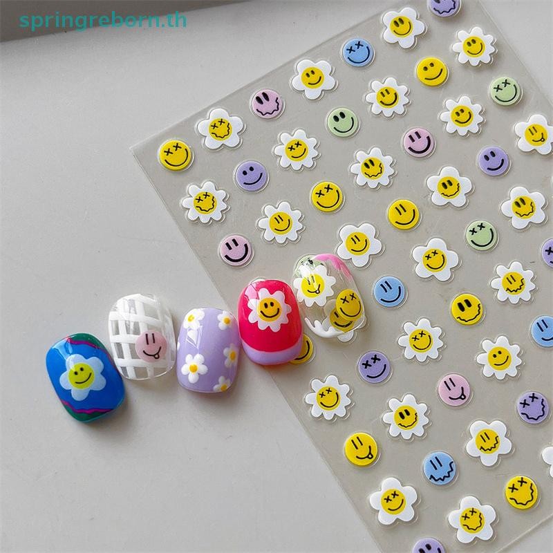 # แฟชั่น TH # 3D การ์ตูนดอกทานตะวันสติ๊กเกอร์ติดเล็บดอกไม้ Decals Sliders Smile ดอกไม้สติกเกอร์เล็บสําหรับตกแต่งเล็บ DIY Salon .