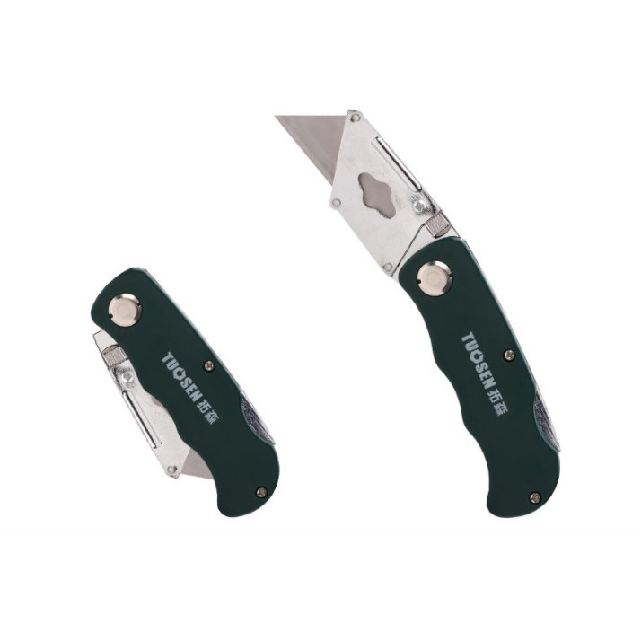 tuosen คัตเตอร์ คัตเตอร์พับได้ มีดพับ ฟรี ใบมีด 5 ใบ พับได้ ใช้งานหนัก มีด คัทเตอร์ มีดคัทเตอร์ - รูปที่ 3