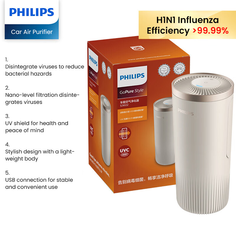 Philips S3602 เครื่องฟอกอากาศในรถยนต์