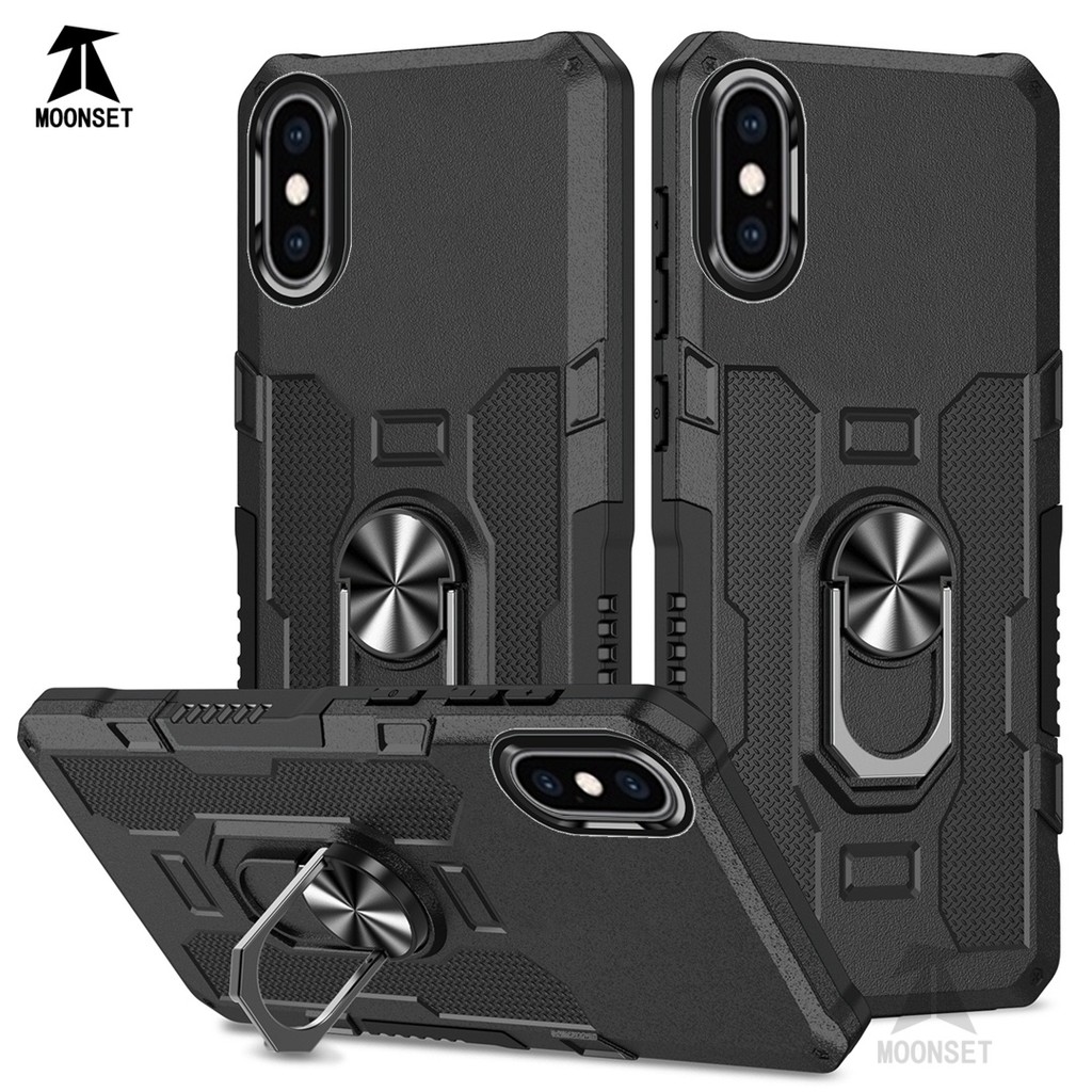 สําหรับ iphone X / Xs Max / XR กรณี Hard PC กลับ Soft TPU Edge กล้องป้องกันแหวนผู้ถือ Kickstand กันกระแทก Slim ฝาครอบบาง