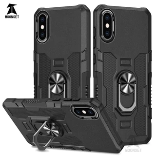 สําหรับ iphone X / Xs Max / XR กรณี Hard PC กลับ Soft TPU Edge กล้องป้องกันแหวนผู้ถือ Kickstand กันกระแทก Slim ฝาครอบบาง