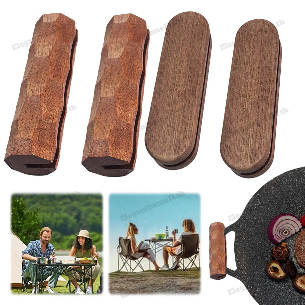 2 ชิ้น Sapele BBQ Pan Handle กระทะทนความร้อนฉนวน Grip สําหรับการตั้งแคมป์กลางแจ้ง