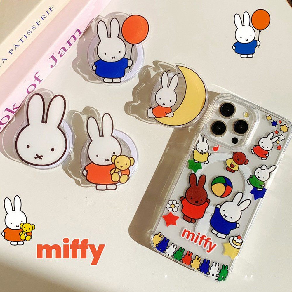 Miffy Rabbit Family ขาตั้งแม่เหล็กโทรศัพท์ สําหรับ iPhone 16 Pro Max Samsung Griptok Grip Tok Stand Case Holder Ring Mount
