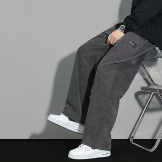 M-4XL กางเกงขายาวลำลองผู้ชายผ้าลูกฟูกหลวมกางเกงขายาวผู้ชายขากว้าง