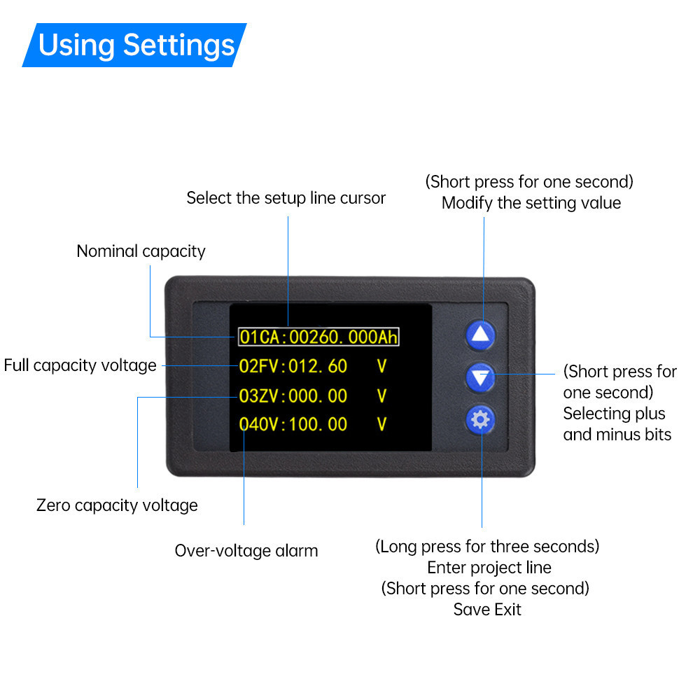 Aideepen H56AH เครื่องวัดแรงดันไฟฟ้าและกระแสแสดงพลังงานความแม่นยําสูง Hall Coulmb meter DC 10~100V 50A/100A/200A/300A/400A ราคา ถูกที่สุด ดีลบีเคเค แกลเลอรีภาพที่ 7