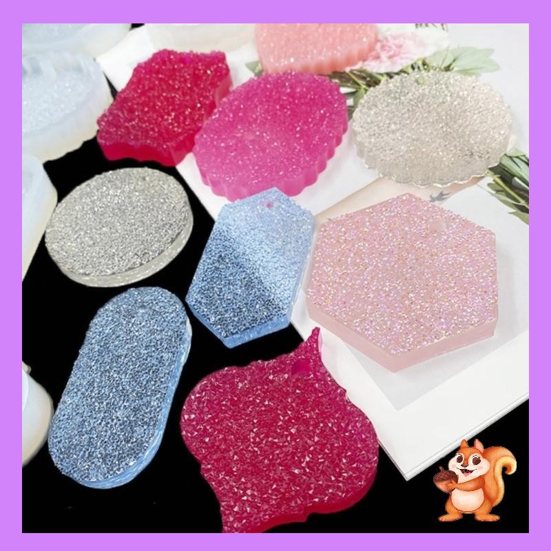 Sa แม่พิมพ์ซิลิโคนแบบมีรูสําหรับจี้ DIY ไม่สม่ําเสมอ Hangtag เรซิ่นแม่พิมพ์กระจกพื้นผิวขี้ผึ้งอีพ็อกซี่แม่พิมพ์หัตถกรรม