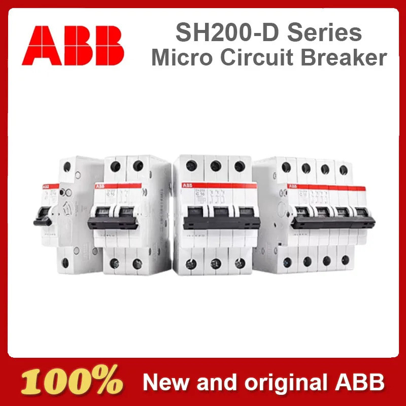 Original ABB SH200 SH201 SH202 SH203 SH204 Miniature Circuit Breaker SH200-D D-type 1P 2P 3P 4P 6A 1