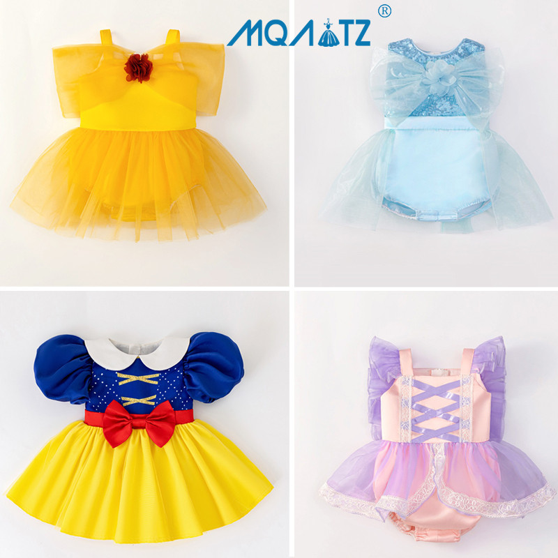 Mqatz Newoben Romper 1st วันเกิดชุดสําหรับเสื้อผ้าเด็กทารก Belle ชุดเจ้าหญิงคอสเพลย์ Christening เสื