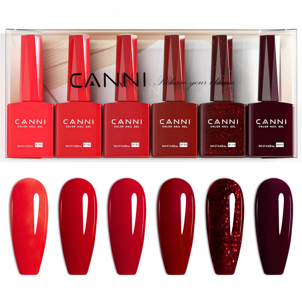 ( สีเจล CANNI ชุด6สี ) ยาทาเล็บเจล ขวดสวย สีสวย ทาง่าย เนื้อสีเข้มข้น