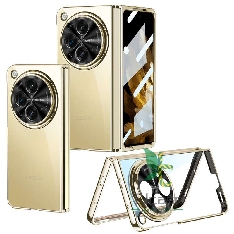 Slim Electroplated Crystal Folding Casing Cover OPPO Find N3 Front Tempered Glass Film Transparent Casing