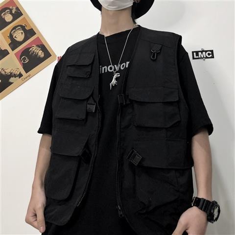 เสื้อกั๊กผู้ชายสไตล์เกาหลีหลวมฮิปฮอปแฟชั่นเสื้อกั๊ก