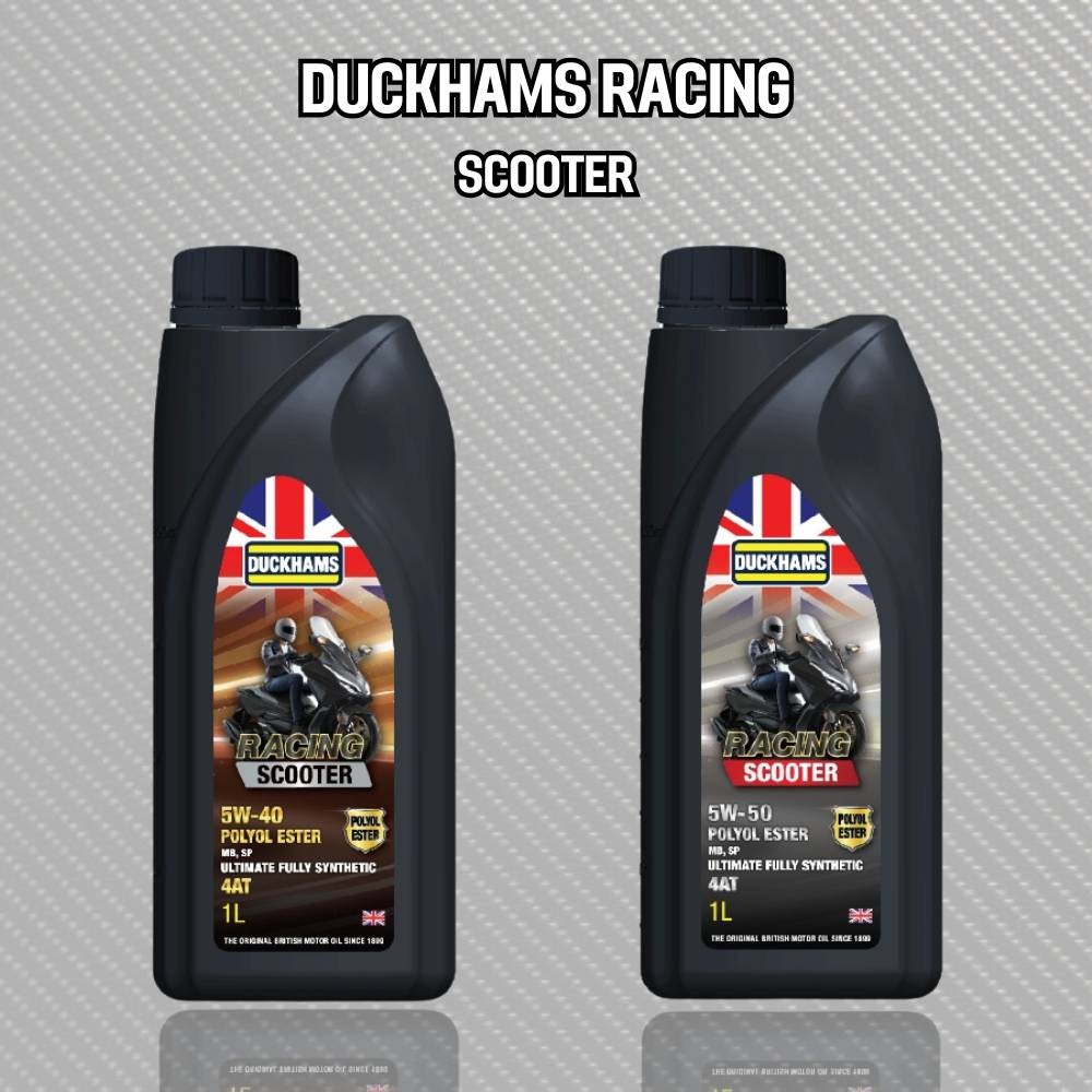 น้ำมันเครื่องสังเคราะห์แท้ DUCKHAMS RACING SCOOTER 5W-40 / 5W-50  ขนาด 1 ลิตร (มีเอสเตอร์ กลิ่นหอม)