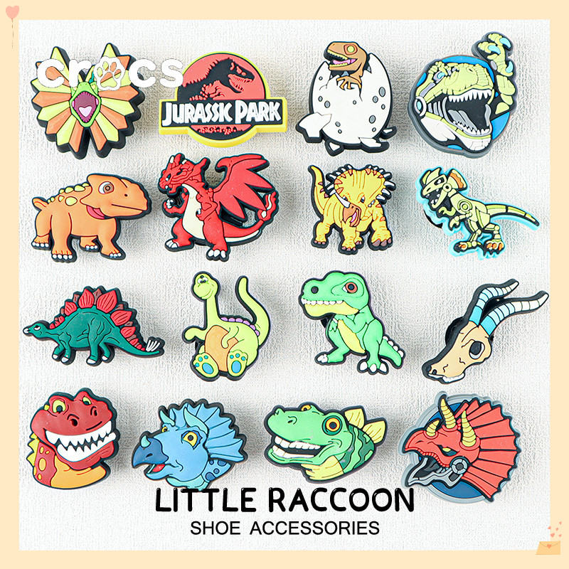 Crocs Jibbitz Dinosaur series hole รองเท้าหัวเข็มขัดการ์ตูนสัตว์รองเท้าดอกไม้ charm crocs รองเท้าแตะเด็กหัวเข็มขัดตกแต่ง