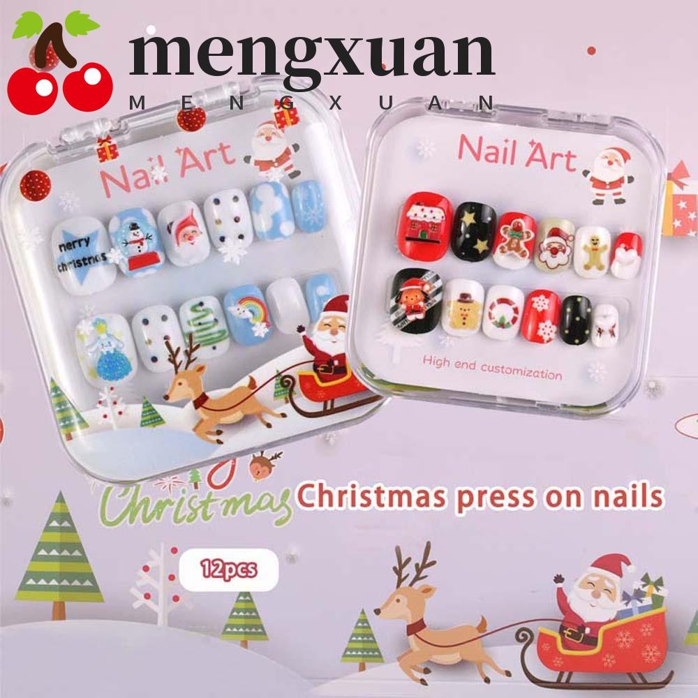 Mengxuan เด็ก Xmas เล็บปลอม, Kuromi เล็บอุปกรณ์เสริมคริสต์มาสเด็กเล็บปลอม, Christmas Tree Candy สีคลุมทั้งหมดเล็บเคล็ดลับเด็กเล็บปลอมขยายเล็บอุปกรณ์