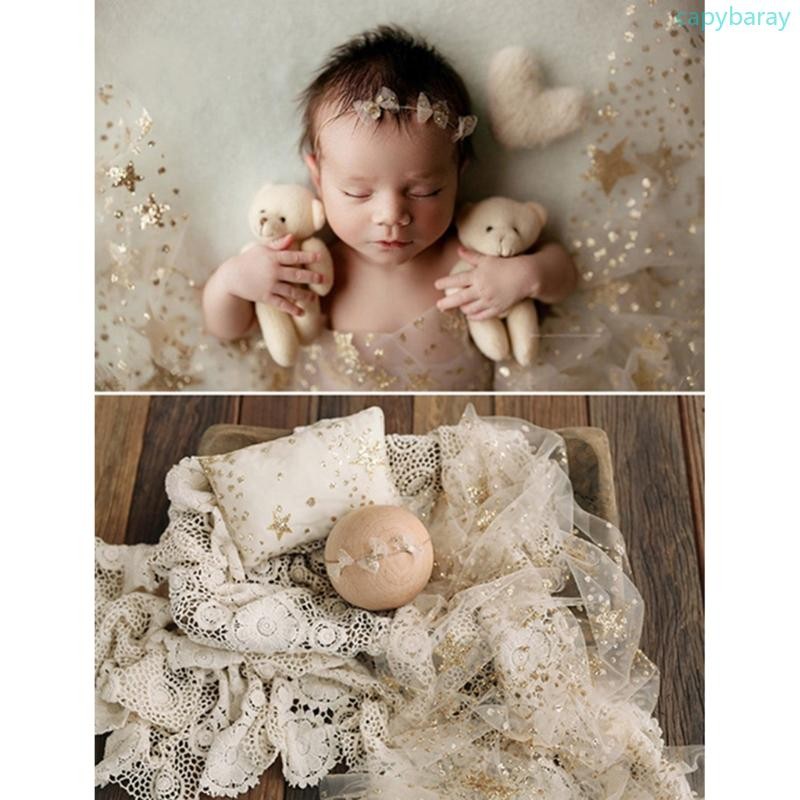 Cpy ทารกแรกเกิดการถ่ายภาพ Props โปร่งใสตาข่ายเส้นด้ายผ้าห่มเด็ก Starry Swaddling Wrap ทารกฉากหลัง