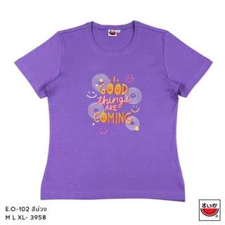 แตงโม (SUIKA) - เสื้อยืดคอกลมแขนสั้นผ้าอินเตอร์ล็อก ปักและพิมพ์ลาย (EI.O-211 273 265 102 )
