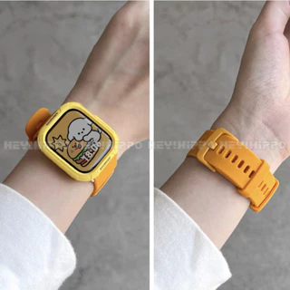สายรัดเกลียวสีลูกกวาด+เคสป้องกันอัพเกรดเหมาะสําหรับสมาร์ทวอทช์ซีรีส์ 10/9/8/7/6/5/SE/4/3 เหมาะสําหรับ iwatch 49/46/45/44/42/41/40/38 มม.