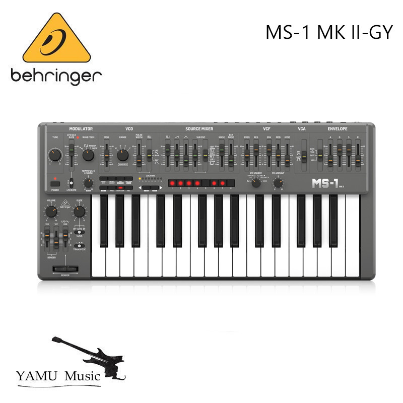 Behringer MS-1 MK II-GY Analog Synthesizer พร้อมคีย์ขนาดเต็ม 32 ปุ่ม, 3340 VCO พร้อม Waveform พร้อมก