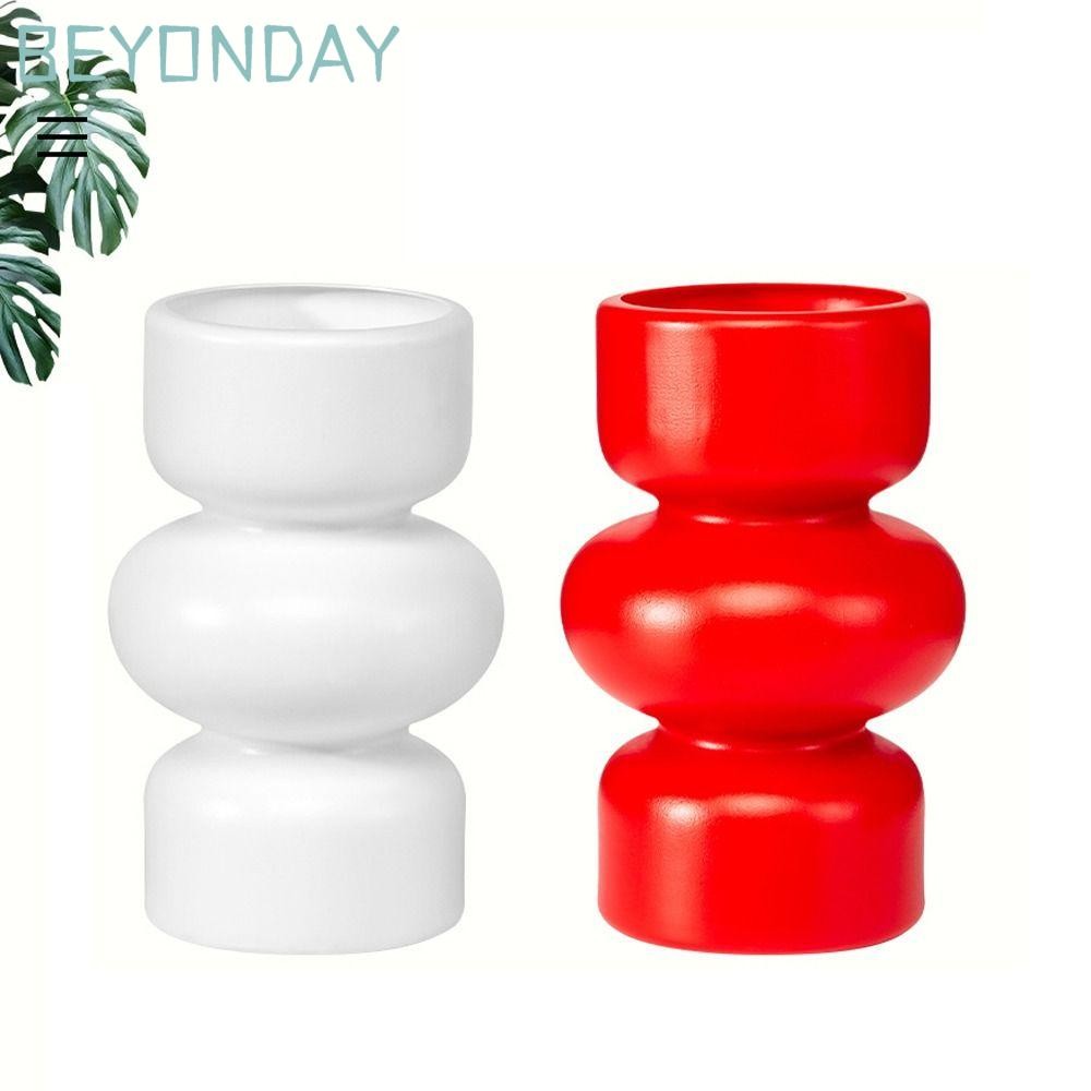 BEYONDAY แจกันดอกไม้ บียอนดี้ กระถางดอกไม้พลาสติกสีขาวสีแดงตกแต่งบ้านนอร์ดิกการจัดดอกไม้ตกแต่งสก์ท็อปแจกันสําหรับห้องนั่งเล่น