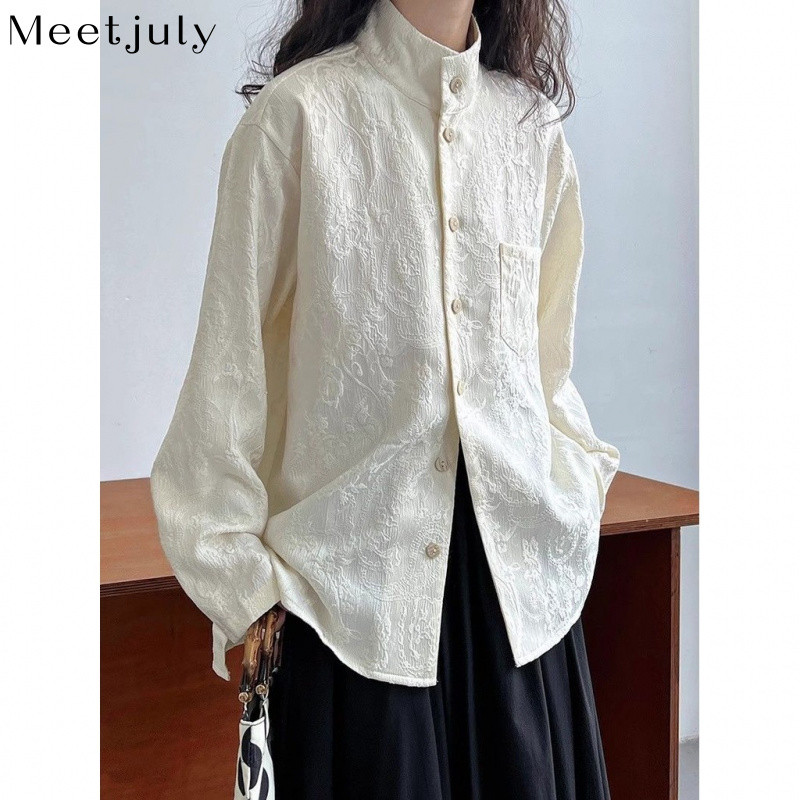 เสื้อสายเดี่ยว คอปก ทรงหลวม ปักลาย สไตล์จีน