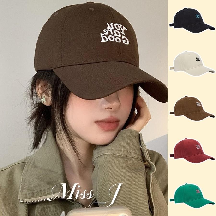 Miss_J พร้อมส่งจากกทม🎀หมวกปักตัวอักษรสไตล์เกาหลี Ins Cap แฟชั่นย้อนยุค