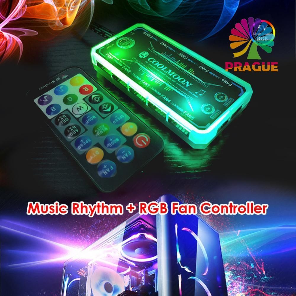 สําหรับ PC Case Fan Cooling Cooler Adapter LED RGB Lamp Controller+Remote Control NE [prague.th]