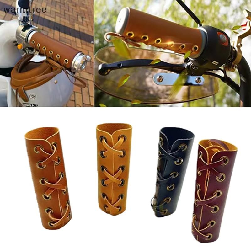 Warmtree Vintage Leather Grips ปรับรถจักรยานยนต์จักรยานไฟฟ้า Handle Cover Mountain Accessories ใหม่