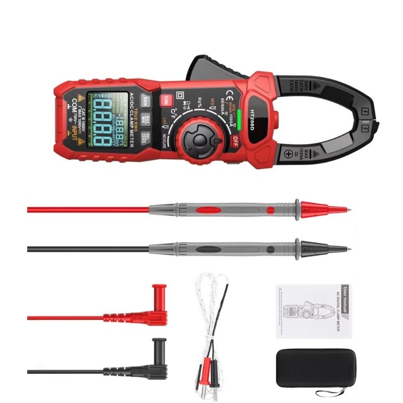Cc HT208D Professional 6000 นับชุดแคลมป์มิเตอร์สําหรับวัดแรงดันไฟฟ้าปัจจุบันอุณหภูมิและอื่นๆในชุดต่า