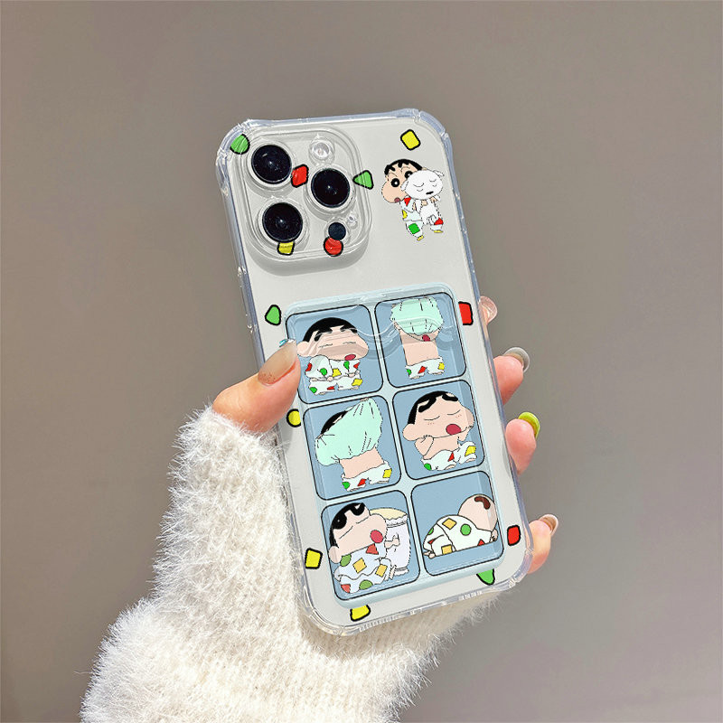 การ์ดกระเป๋าสล็อตปลอกสําหรับ iPhone X XR 14 15 16 16E 11 12 13 Mini Pro Xs Max 6s 6 7 8 Plus น่ารักก