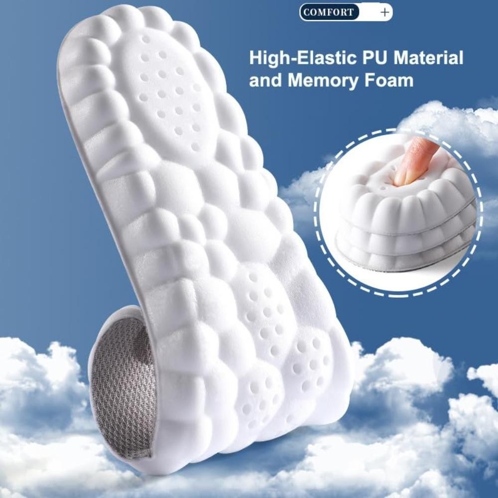 AOMSOM Cloud Soles, Arch Support 4D ตะกร้านวดรองเท้า,ความยืดหยุ่นสูง Breathable Super Soft Sport Insoles สําหรับผู้ชายและผู้หญิง