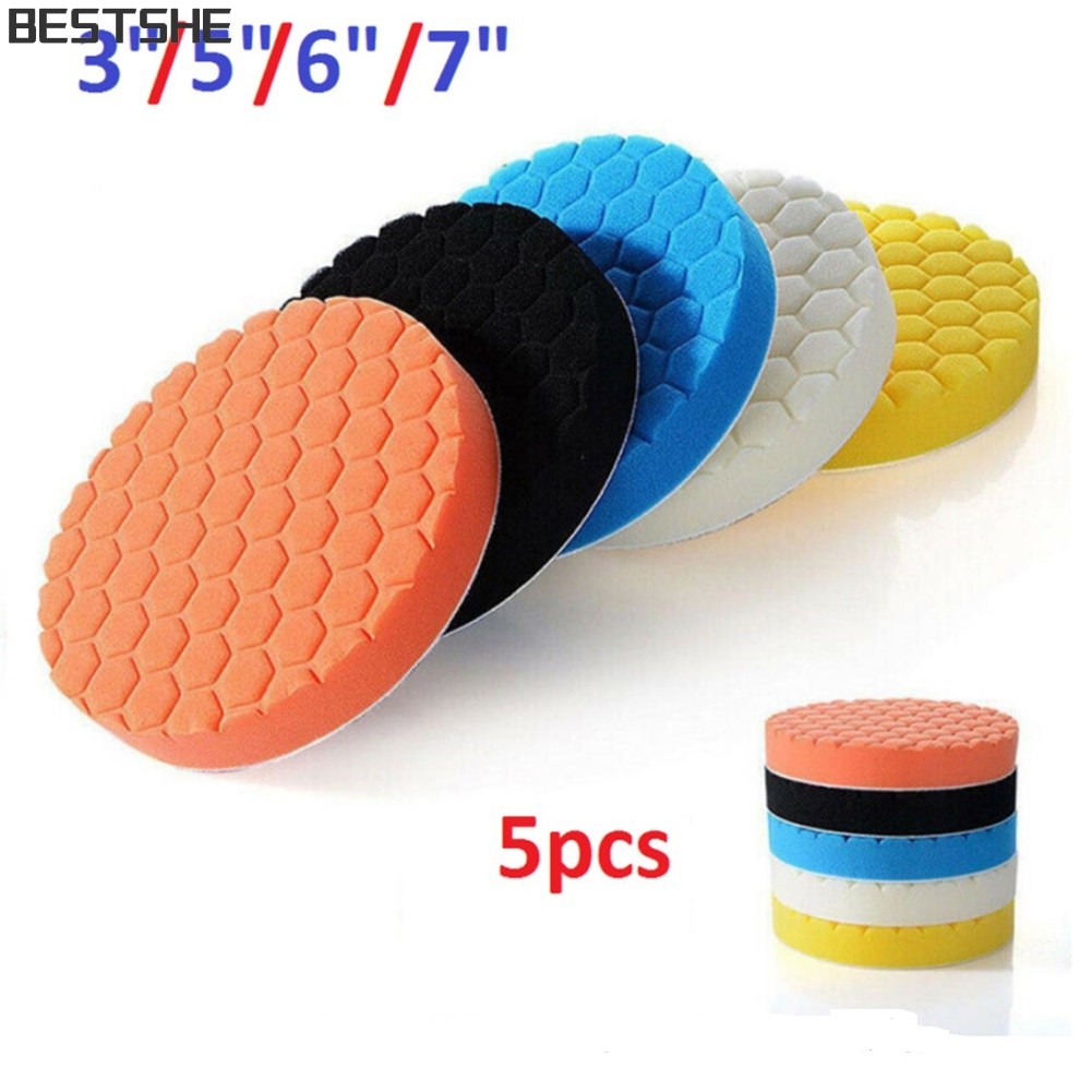 <bestshe> 5 ชิ้น 3/5/6/7 นิ้วฟองน้ําขัดเงาชุดขัดแว็กซ์รถขัดอัตโนมัติใช้