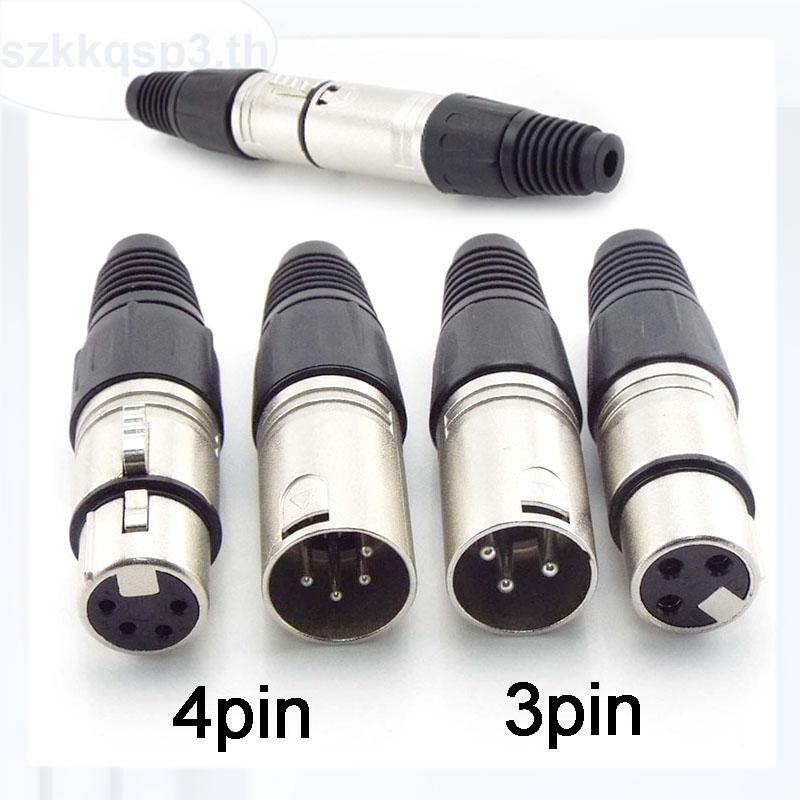 3pin 4pin Core XLR ขั้วต่อสายไฟอะแดปเตอร์ชายหญิงสายสัญญาณเสียงปลั๊กแจ็ค Terminals THK3