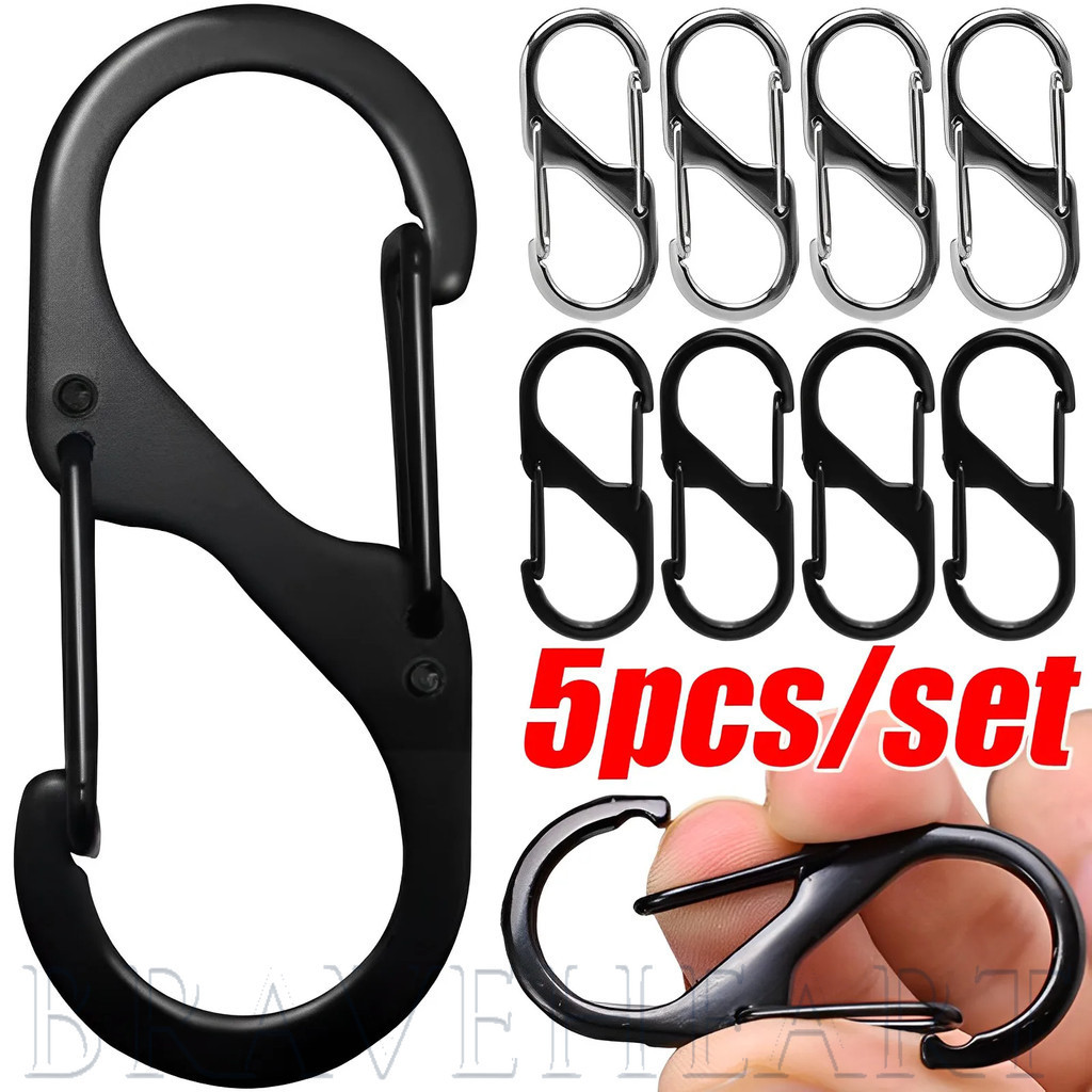 ชุดคาราบิเนอร์ 3 สี | Electropresist คลิปโลหะผสมสังกะสีสีเทา, ตะขออเนกประสงค์ 40 มม. สําหรับกระเป๋าเป้สะพายหลังสายจูงสุนัขอุปกรณ์กีฬา