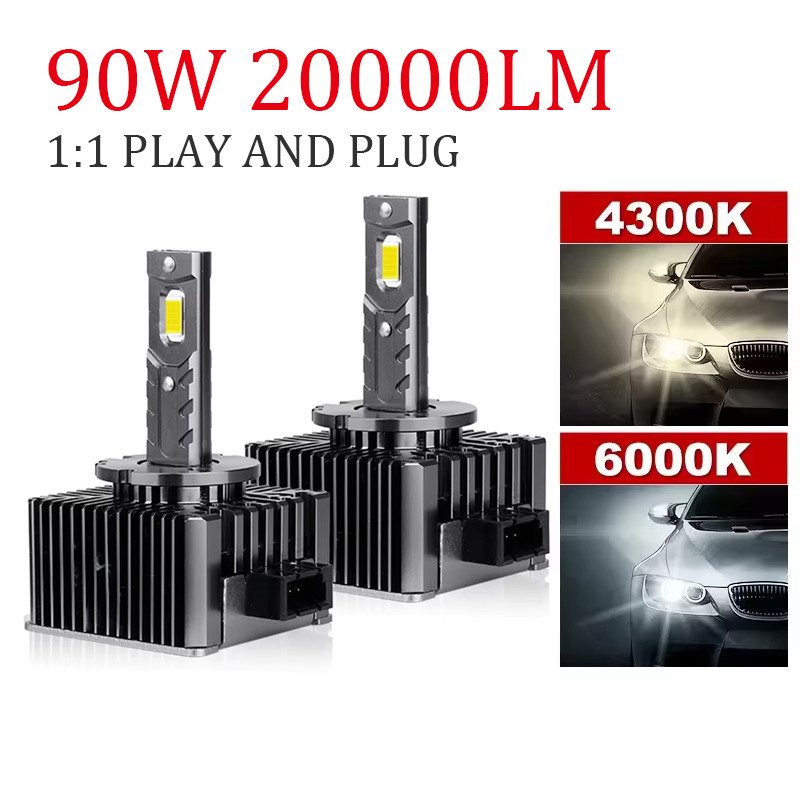 D2s LED ไฟหน้า HID D1S D2S D4S D5S D8S D1R D2R D3R Turbo LED 20000LM สองด้าน CSP ชิป 6000K 4300K 90W