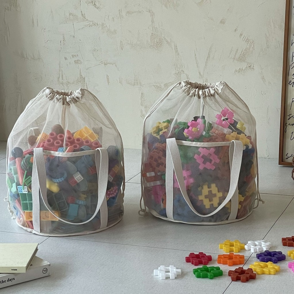 ถุงเก็บของถุงใส่ของเล่น ถุงตาข่าย ถุงมือจับ ถุงผูกเชือก ใช้ใส่ของเล่น LEGO ใส่ของว่ายน้ำ ใส่ของเดินทาง พกพาสะดวก ขนาด 35x48cm และ 42x50cm
