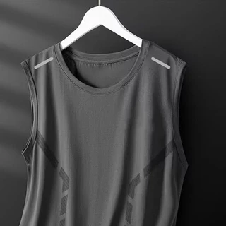 ฤดูร้อนตาข่ายแขนกุดเสื้อยืด Cool Breathable Quick-Drying เสื้อกั๊กผู้ชายสไตล์บางวิ่งออกกําลังกายกีฬาแฟชั่น All-Match