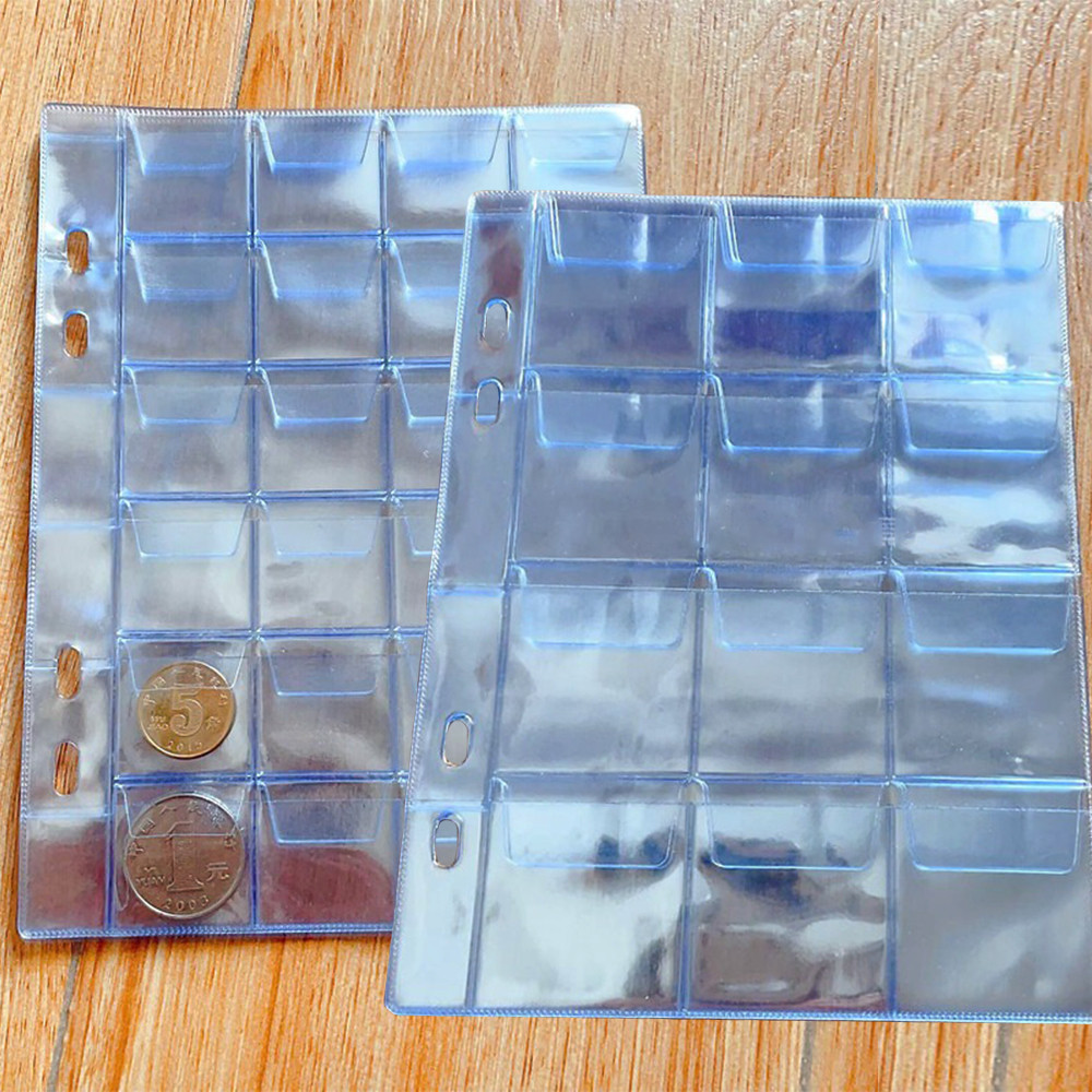 หน้าอัลบั้มสะสมเหรียญ 10 แผ่น - ที่เก็บ พีวีซี พร้อมฝาปิดพลิก, 12/24 กระเป๋าสําหรับเหรียญที่ระลึก, แทรกทดแทน