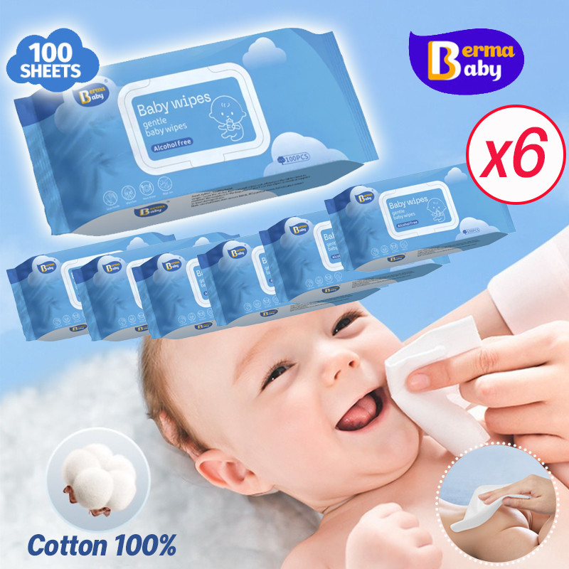 Berma baby ทิชชู่เปียก 100 แผ่น Baby Wipes ผ้าเช็ดหน้าทารก