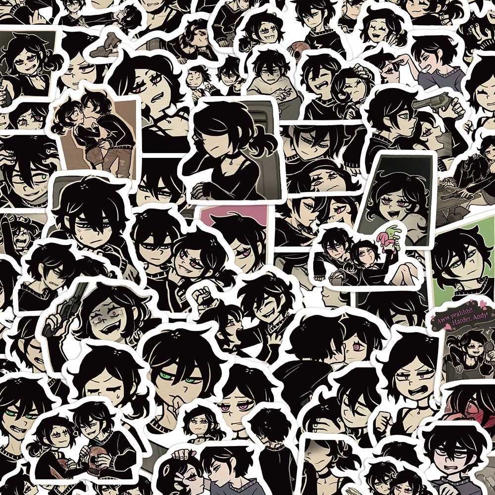 The Coffin of Andy และ Leyley สติกเกอร์สีดําสีขาวสติกเกอร์เกมสินค้าโรงเรียนเครื่องเขียนน่ารักแล็ปท็อ