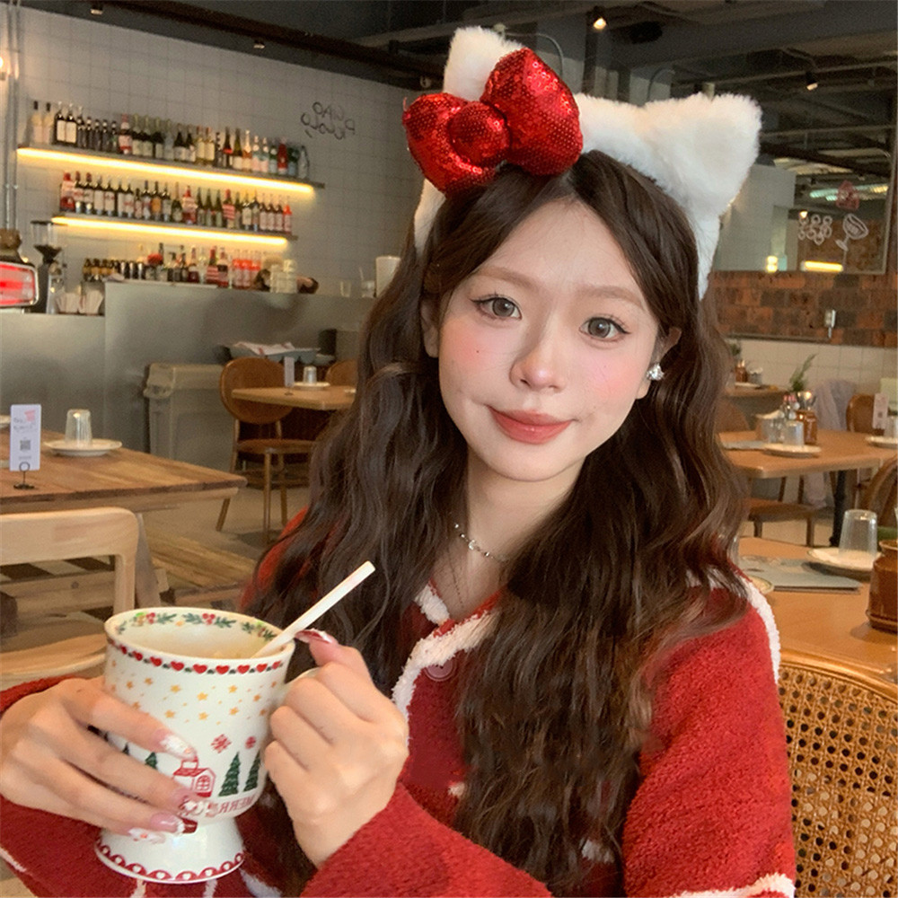 หูแมวตุ๊กตาโบว์คาดศีรษะอุปกรณ์ผมผู้หญิงความดันผมล้างหน้า หมวก - รูปที่ 2