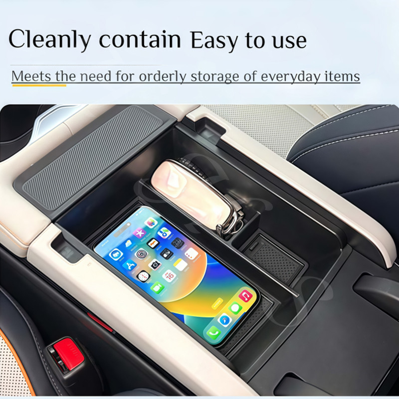 สําหรับ BYD Sealion 6 DM-i ที่เท้าแขนรถกล่องกล่องเก็บคอนโซลกลางกล่องเก็บคอนโซลถาดอุปกรณ์ตกแต่งภายในรถยนต์ - รูปที่ 2