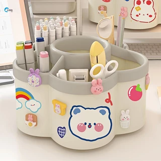 ที่ใส่ปากกาหมุนได้ Desk Organizer Smooth Edges Marker Pen Organizer Study Essentials เหมาะสําหรับนักเรียนชั้นประถมศึกษา
