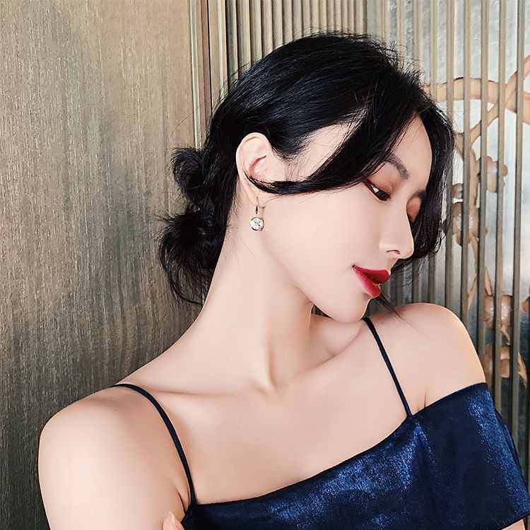 [GG] ต่างหูเพชรขนาดใหญ่ทรงกลมต่างหูเพทายสุภาพสตรีอุปกรณ์เสริมเลียนแบบภูมิแพ้ - รูปที่ 3