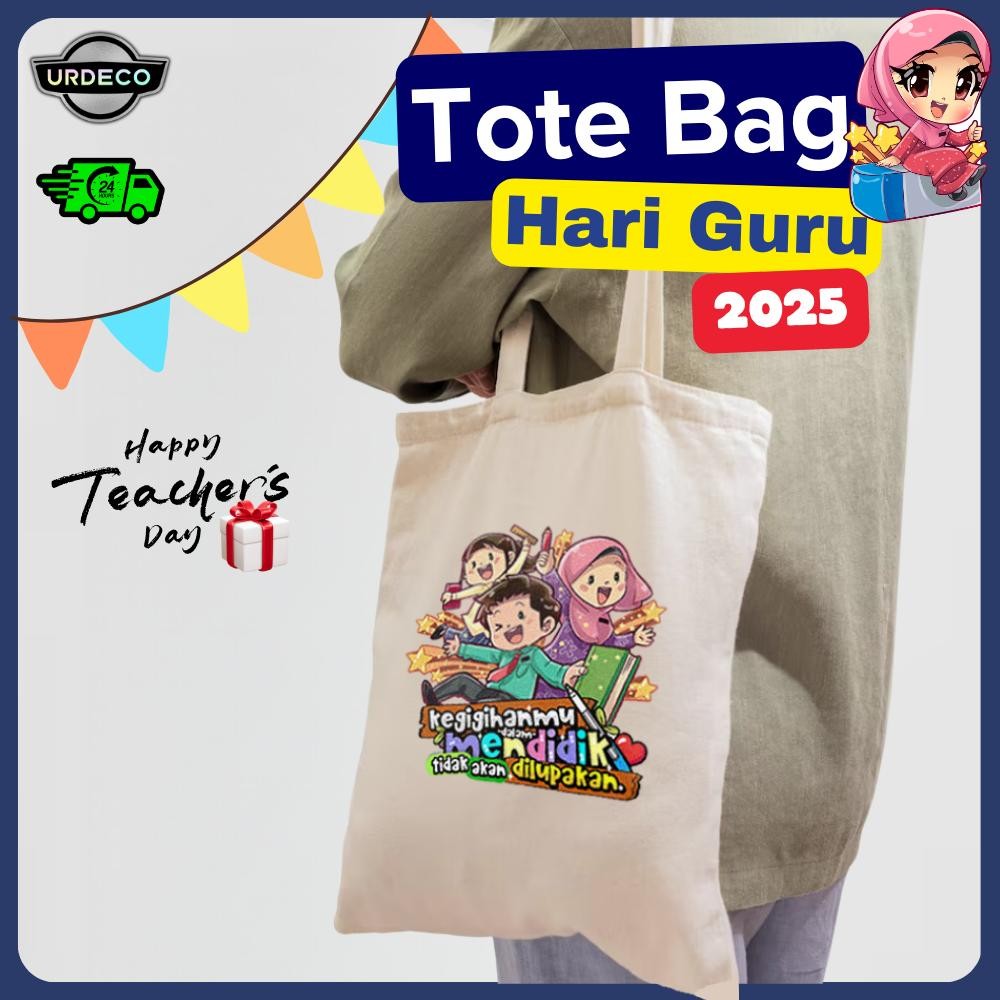 Hadiah Hari Guru Canvas Tote Bag Canvas Teachers Day Cikgu Supplies