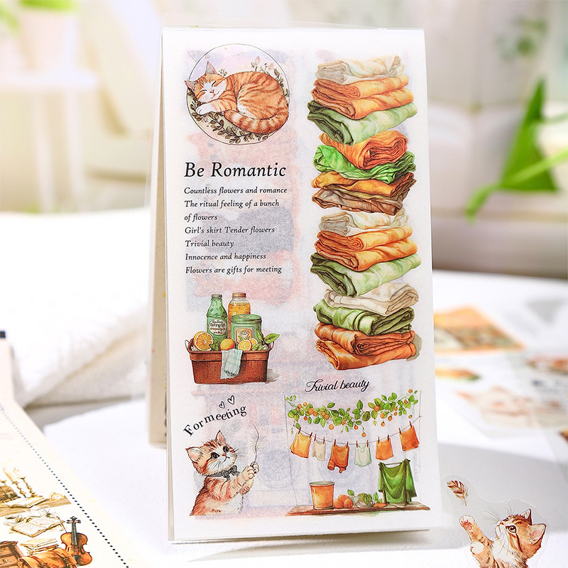 กระดาษ Mr. Paper 18 ชิ้น/ถุง PET/กระดาษวาชิ สมุดสติ๊กเกอร์สองวัสดุ พืชสีเขียวอบอุ่น เฟอร์นิเจอร์ บรรยากาศบ้าน สติ๊กเกอร์สมุดมือ การ์ด DIY สร้างสรรค์ ถ้วย กรอบรูป ตกแต่ง