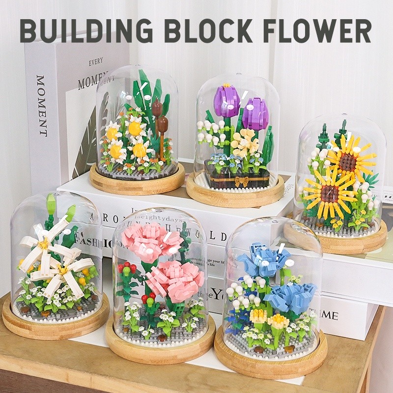 💐ของขวัญสำหรับผู้หญิง💐จัดส่งภายใน 4 ชั่วโมง เลโก้ช่อดอกไม้ DIY ดอกลิลลี่สีขาว ทิวลิป ดอกคาร์เนชั่น ของขวัญสำหรับสาวๆ