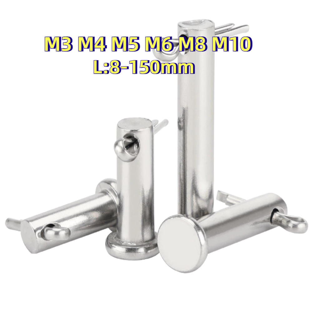 [FGH-X1] หมุดพิน ปิ๊น สลัก หัวกลมแบน สแตนเลส 304 แถมปิ้นเสียบ M3/M4/M5/M6/M8/M10 / Clevis Pin w/ Cotter Pin SUS304