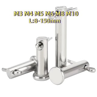 [FGH-X1] หมุดพิน ปิ๊น สลัก หัวกลมแบน สแตนเลส 304 แถมปิ้นเสียบ M3/M4/M5/M6/M8/M10 / Clevis Pin w/ Cotter Pin SUS304
